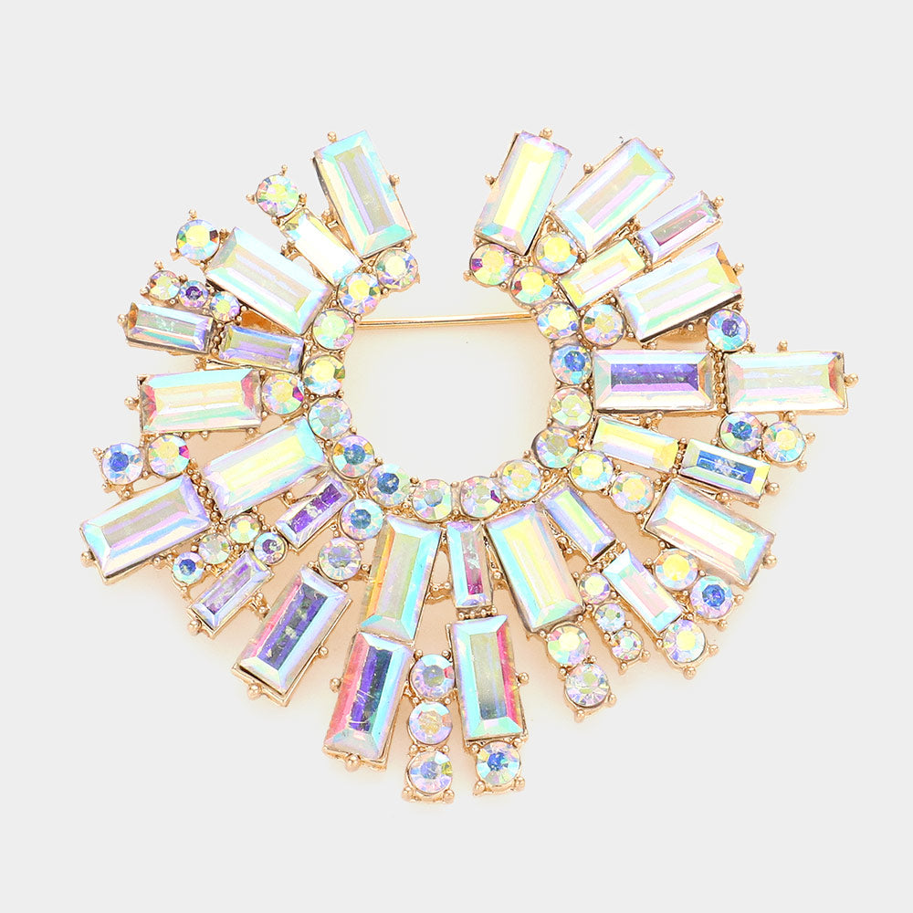 Baguette Stone Cluster Brooch