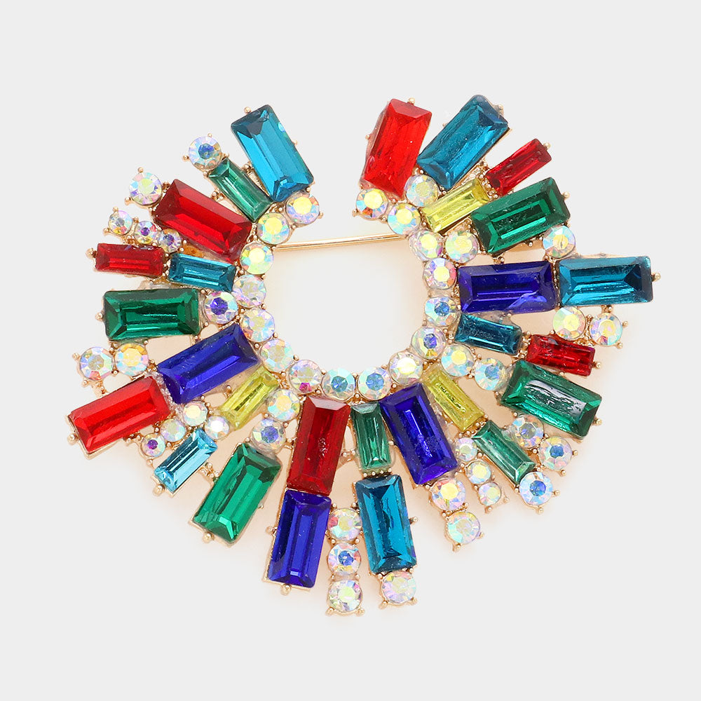 Baguette Stone Cluster Brooch
