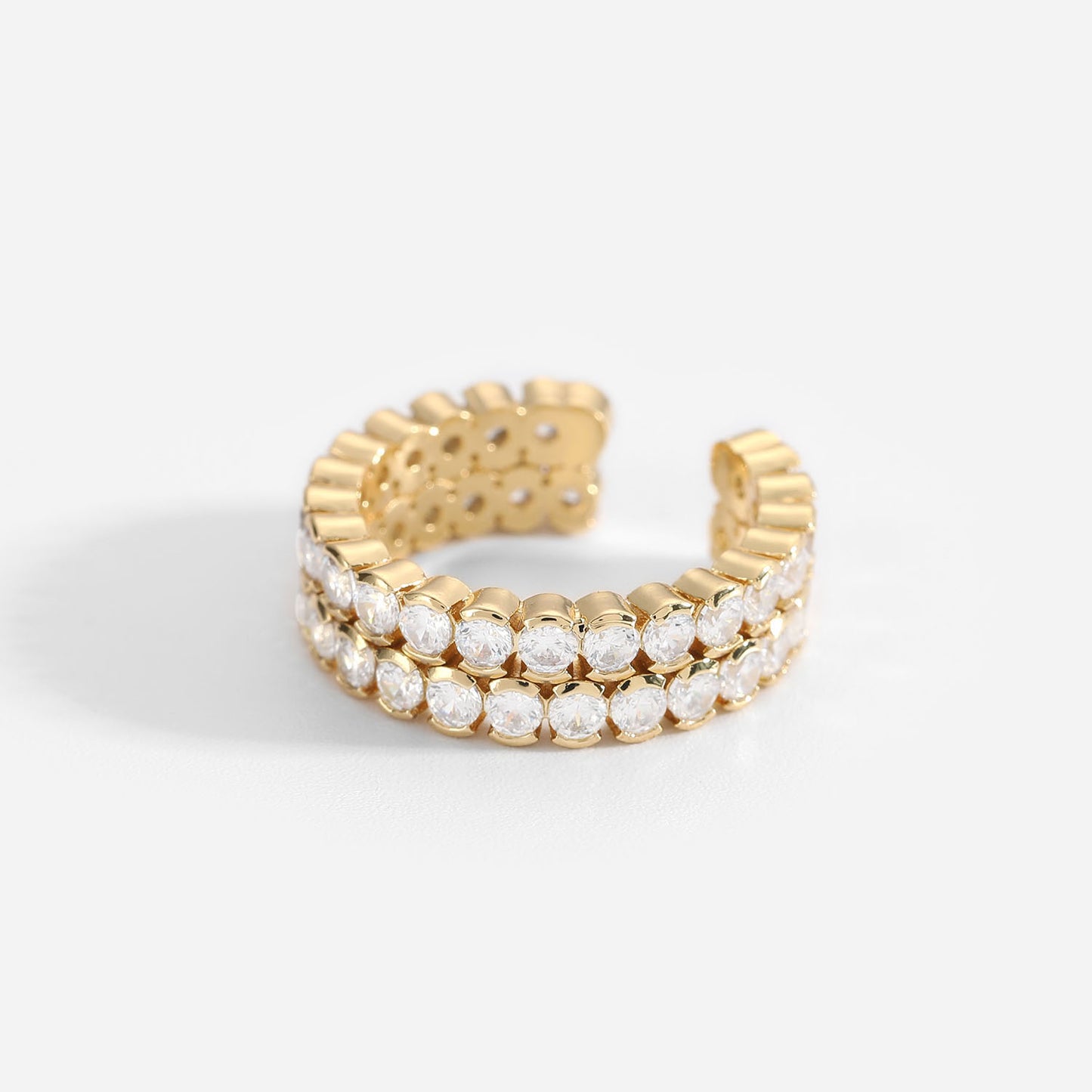 Double Row CZ Adjustable Ring