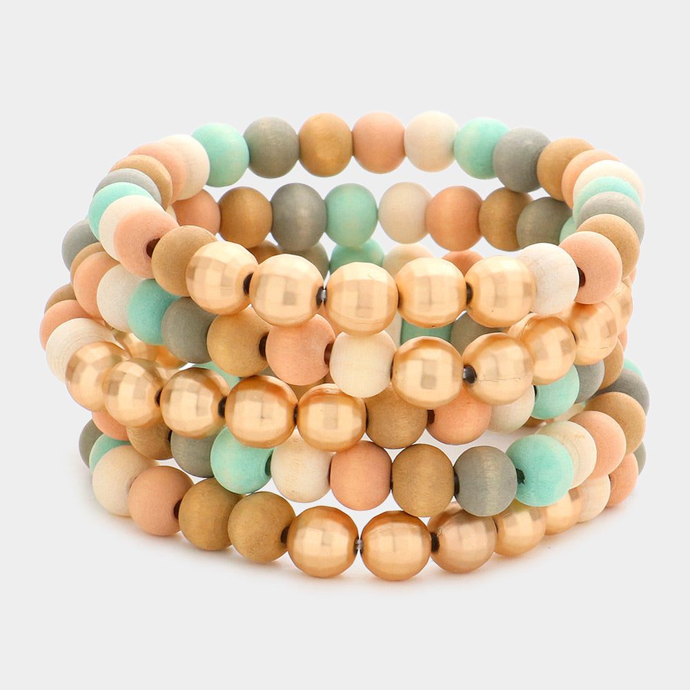 Wood Beaded Stretch Bracelets