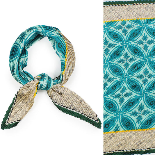 Patterned Pleated Satin Scarf