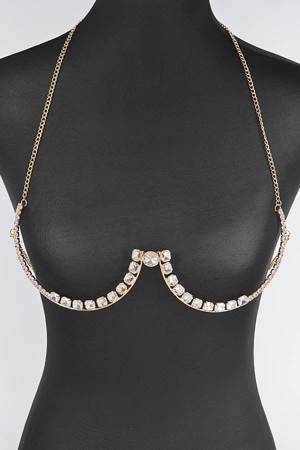 Rhinestone Cupped Bra Chain