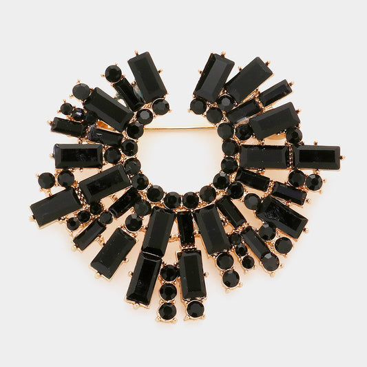 Baguette Stone Cluster Brooch