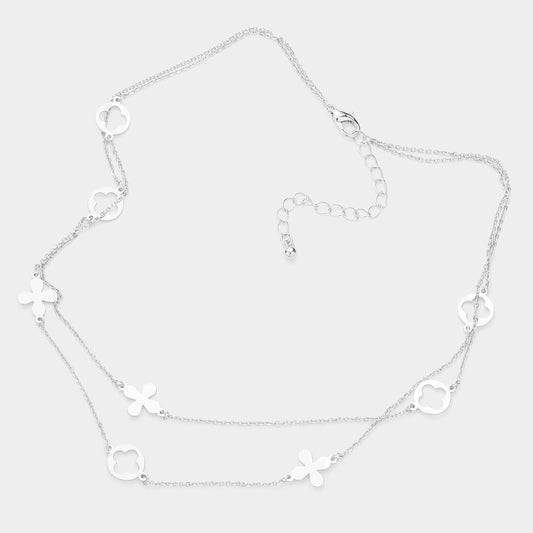 Quatrefoil Station Double Layered Necklace