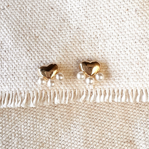 Heart Studs With Pearls