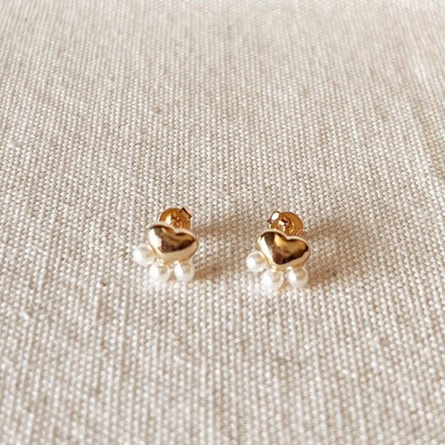 Heart Studs With Pearls
