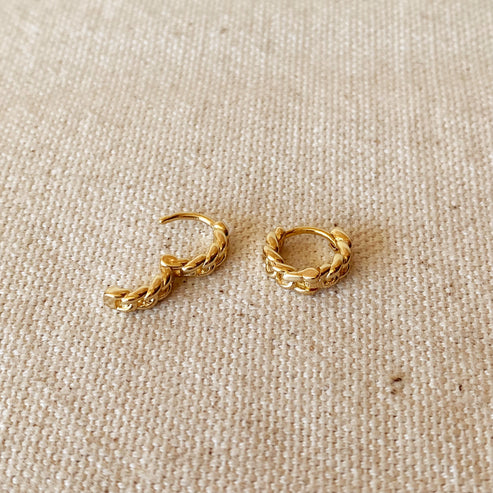 Cuban Chain Clicker Hoop Earrings
