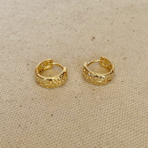 Vintage Flower Clicker Hoop Earrings
