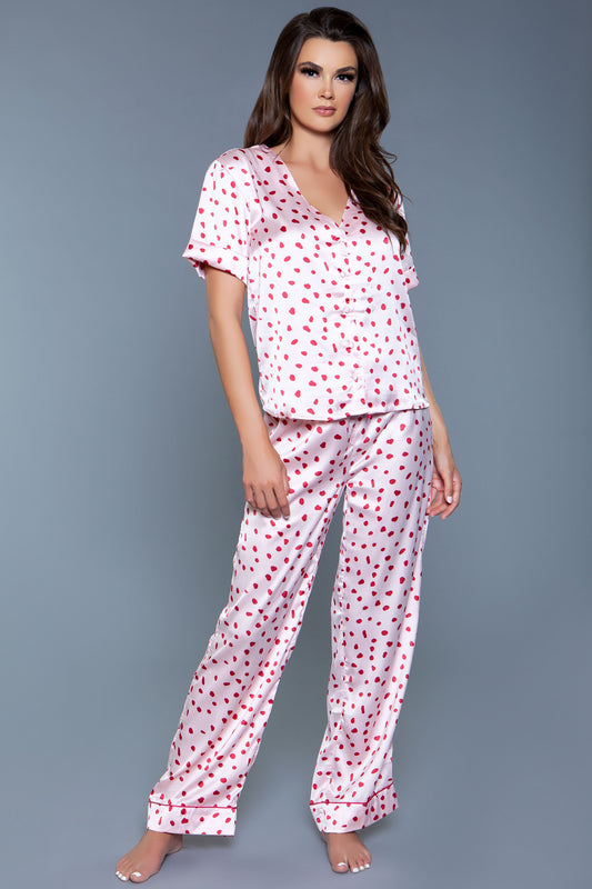 Camellia Satin Charmuese "Love Hearts" PJ Set