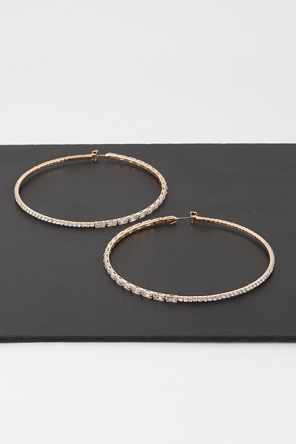Large Rhinestone Hoop Earrings