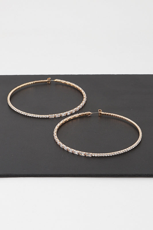 Large Rhinestone Hoop Earrings