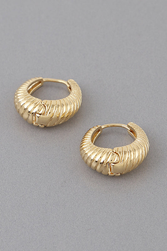 Ribbed Latch Huggie Earrings