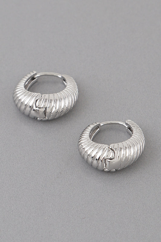 Ribbed Latch Huggie Earrings