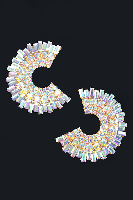 Crescent Moon Rhinestone Earrings
