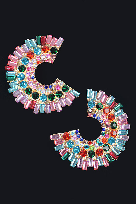 Crescent Moon Rhinestone Earrings