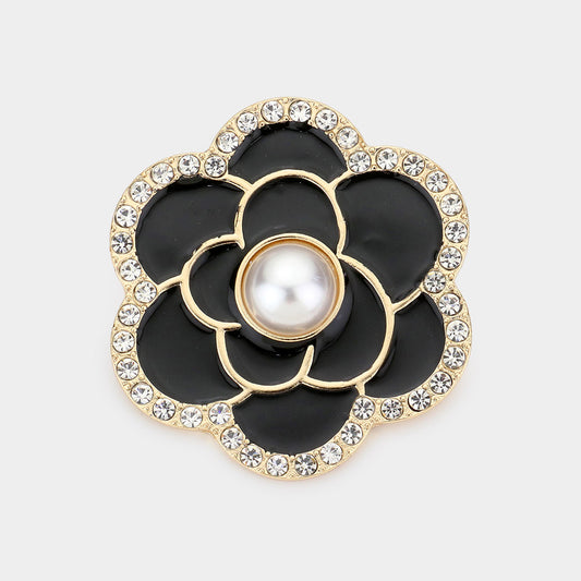 Pearl Camellia Flower Pin Brooch