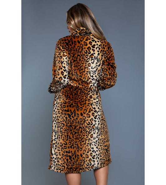 Fleece Leopard Long Wrap Robe