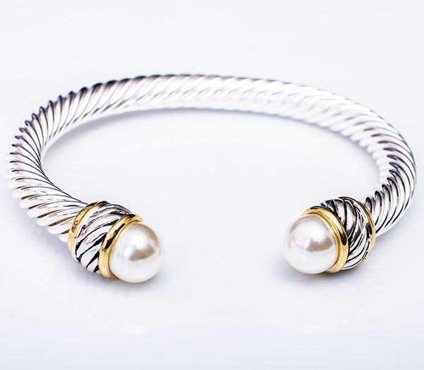 Dressy Pearl Cable Bangle
