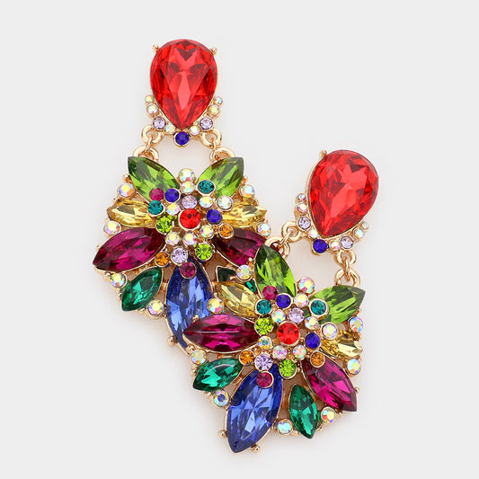 Teardrop Marquise Stone Evening Earrings