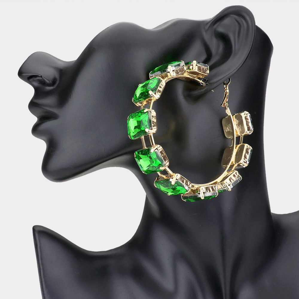Gemstone Hoop Earrings