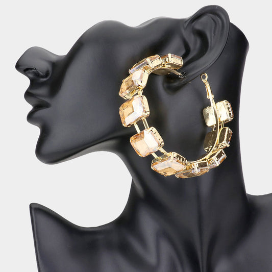 Gemstone Hoop Earrings