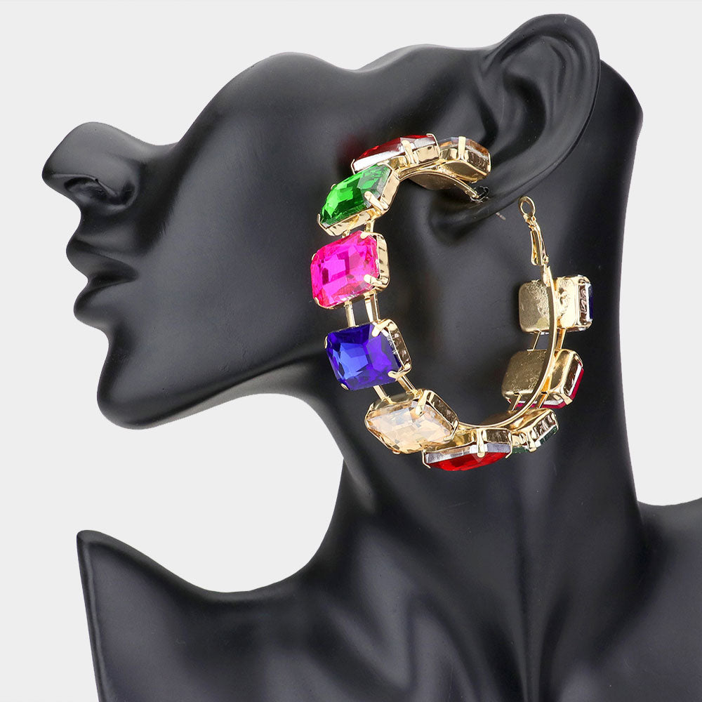 Gemstone Hoop Earrings