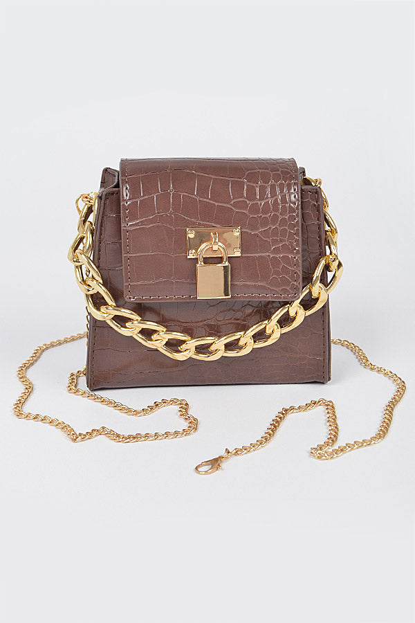 Mini Clutch W/ Oversized Chain And Lock