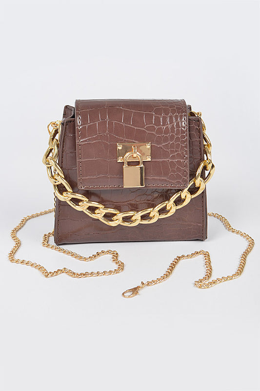 Mini Clutch W/ Oversized Chain And Lock