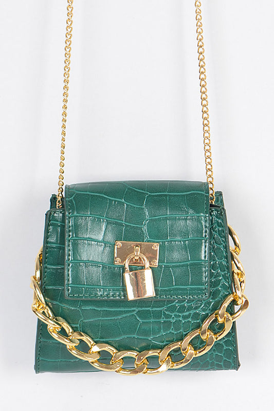 Mini Clutch W/ Oversized Chain And Lock