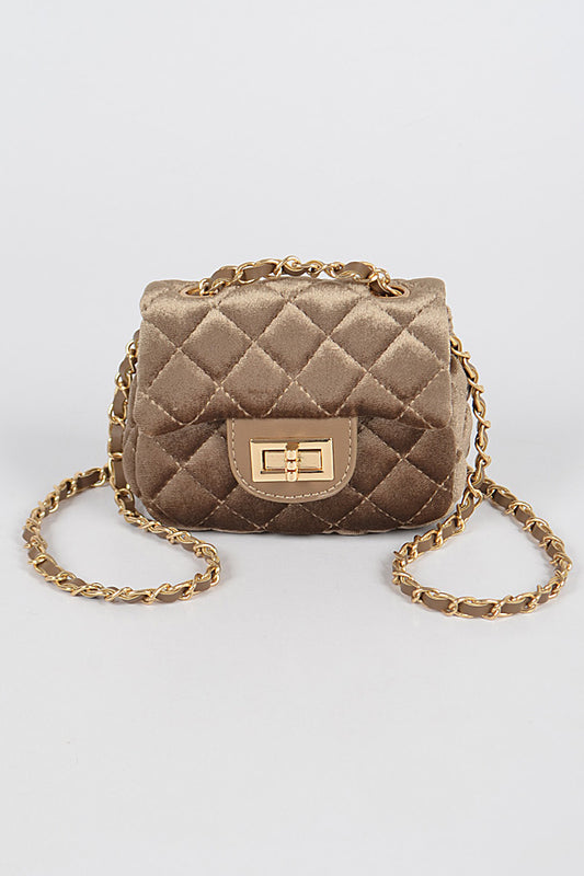 Velvet Quilted Mini Bag