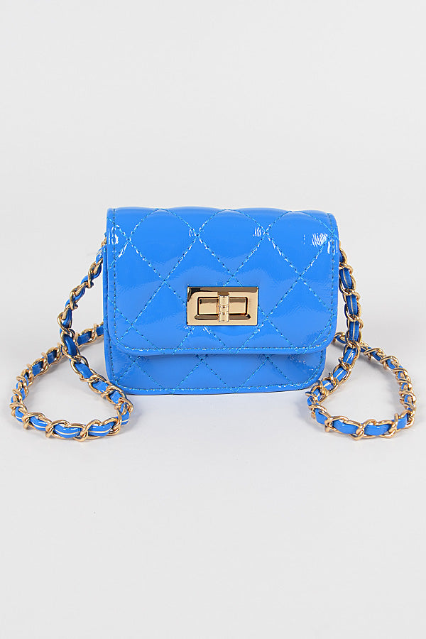 Glossy Quilted Cross Body Mini Bag