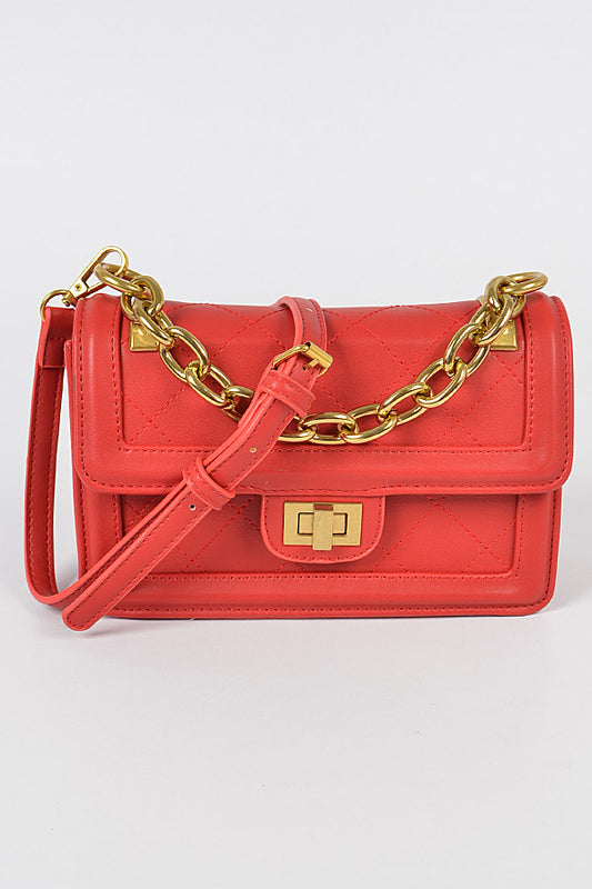Quilt Print Chain Handle Bag