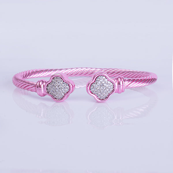 Hot Pink Pave Clover Bangle