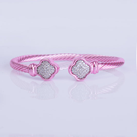 Hot Pink Pave Clover Bangle