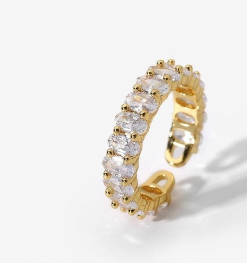 Oval CZ Adjustable Ring