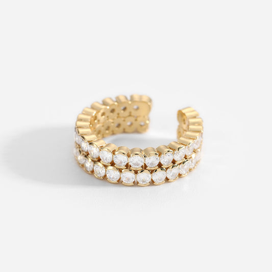 Double Row CZ Adjustable Ring