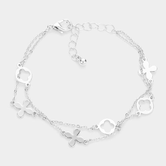 Quatrefoil Station Double Layered Bracelet
