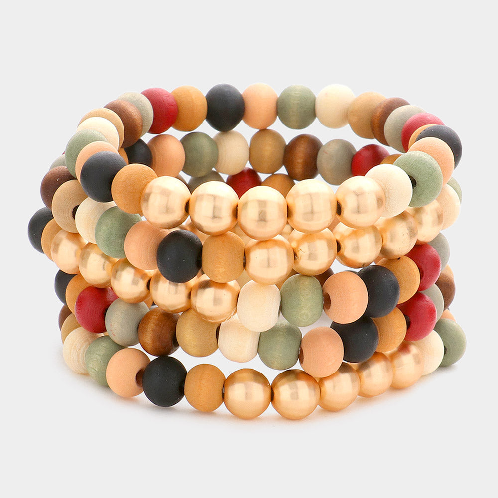 Wood Beaded Stretch Bracelets