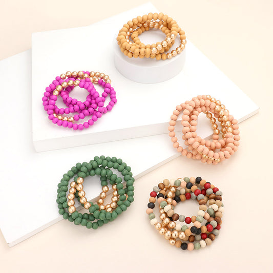 Wood Beaded Stretch Bracelets