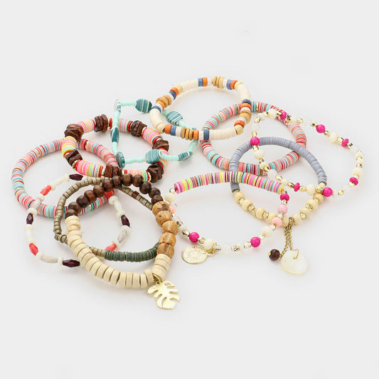 Wood Heishi Stretch Bracelets