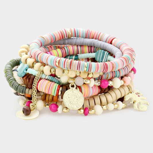 Wood Heishi Stretch Bracelets