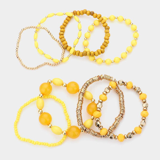 Wood Beaded Stretch Bracelets