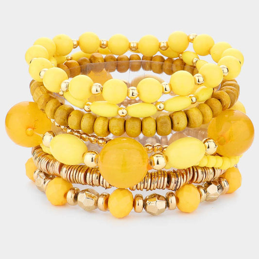 Wood Beaded Stretch Bracelets