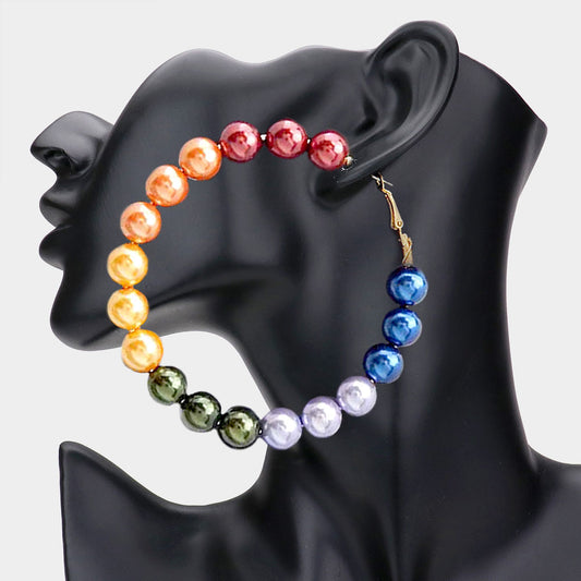 Oversized Pearl Hoop Earrings