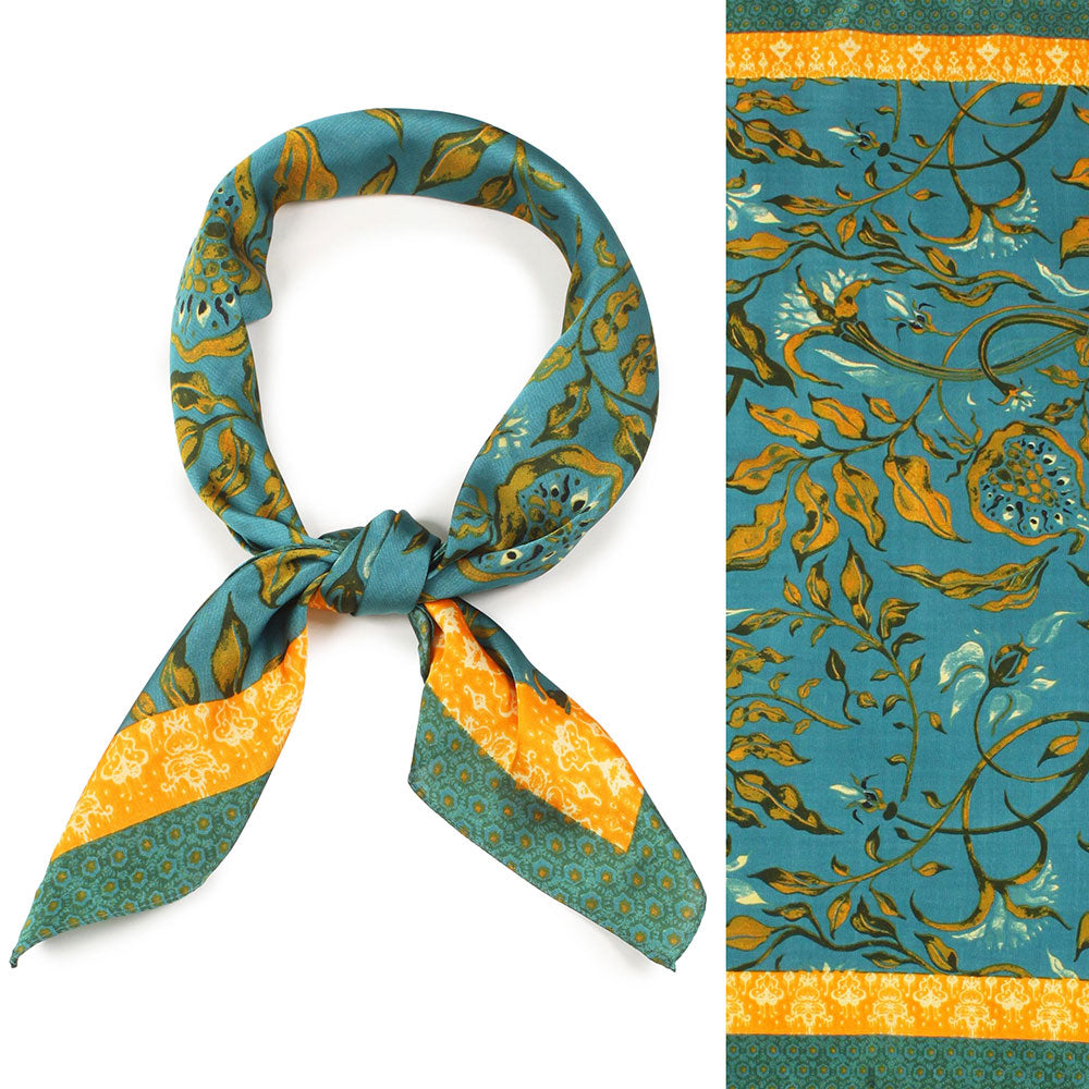 Leaf Patterned Satin Scarf