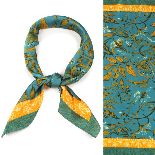 Leaf Patterned Satin Scarf