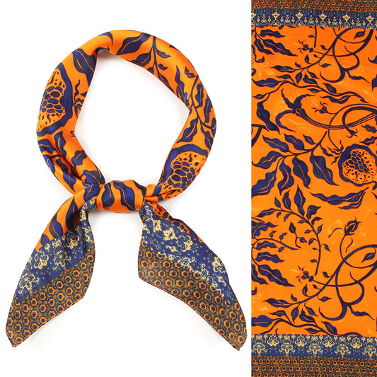 Leaf Patterned Satin Scarf