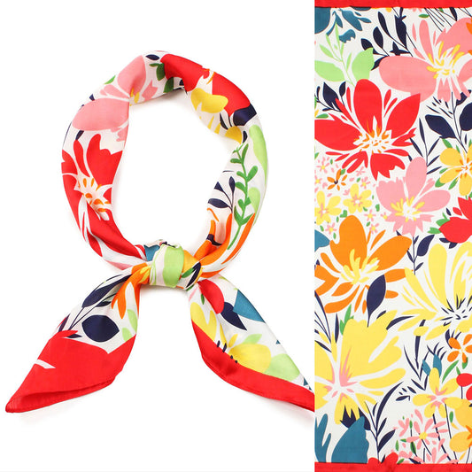 Flower Patterned Satin Scarf