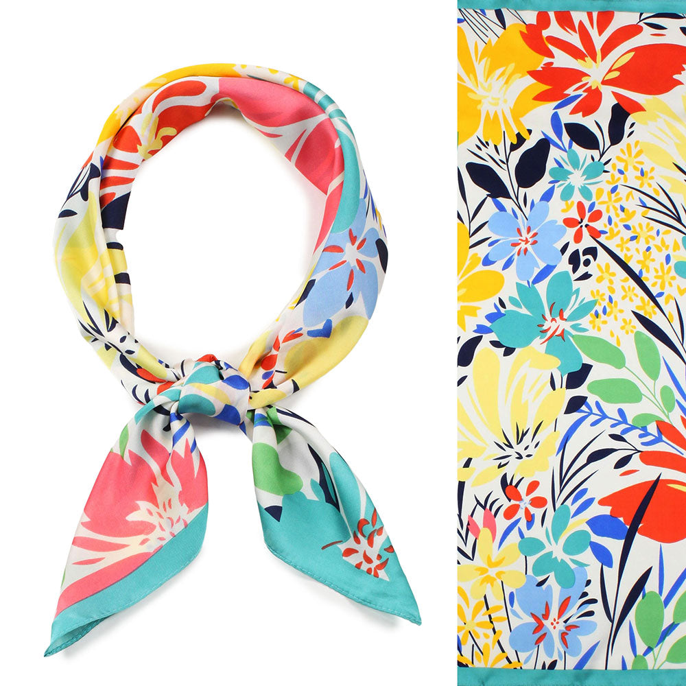 Flower Patterned Satin Scarf