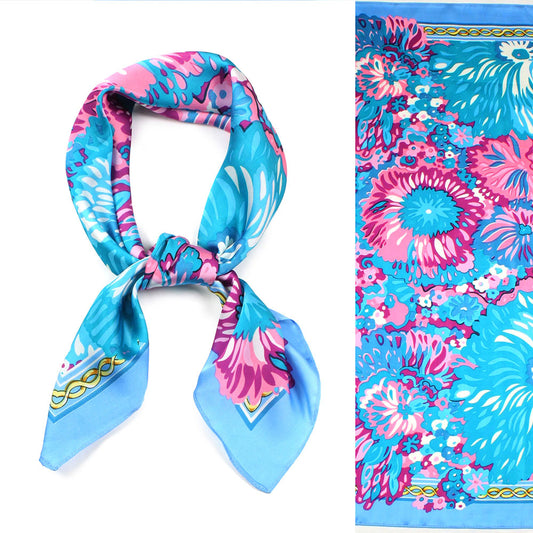 Flower Patterned Satin Scarf